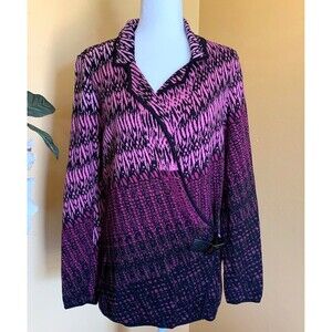 Zozo Women's Purple Sweater Size L Animal Print Tunic Sweater Soft Long Sleeve